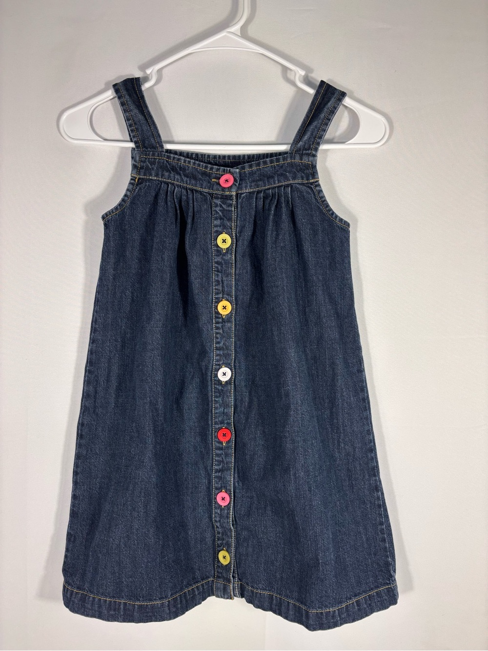 Gymboree Girls Denim Sundress Colorful Button Front Cotton Dress Size 8